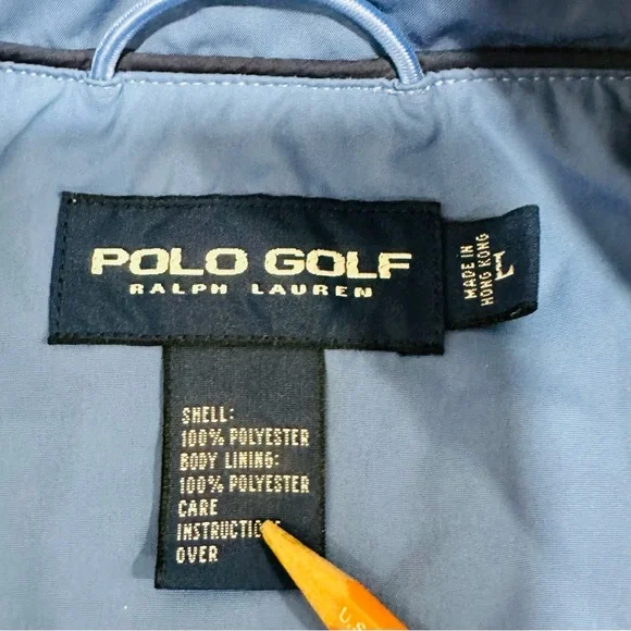 Polo Golf Ralph Lauren Vest Large Blue Full‎ Zip Windbreaker Mesh Lined Jacket - Picture 3 of 6